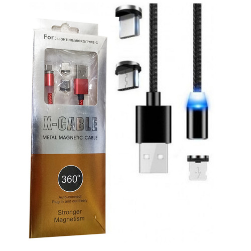 کابل شارژ مگنتی 3 کاره 360 درجه X-CABLE